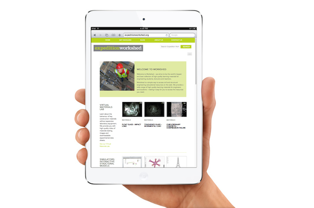 Image showing an iPad on which the Expedition Workshed website is displayed